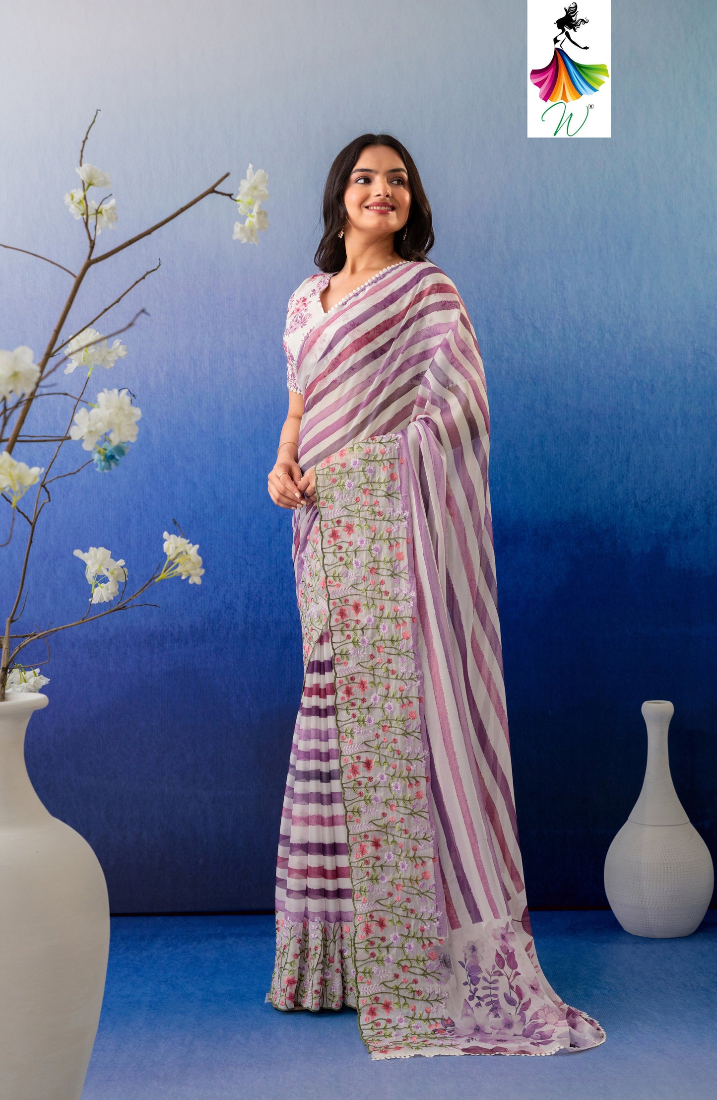 Febia Chiffon Digital Printed Saree - Womantra Styles Pvt Ltd