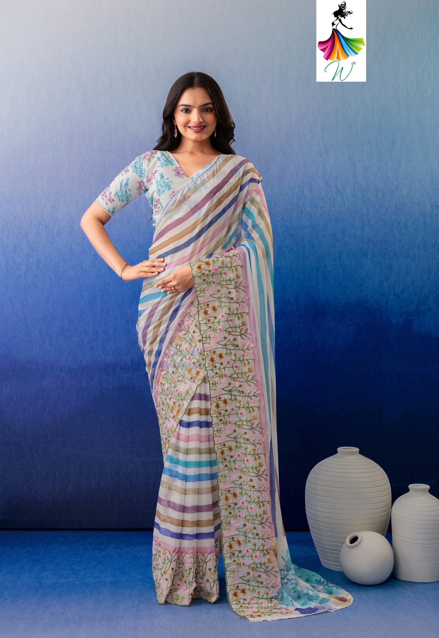 Febia Chiffon Digital Printed Saree - Womantra Styles Pvt Ltd