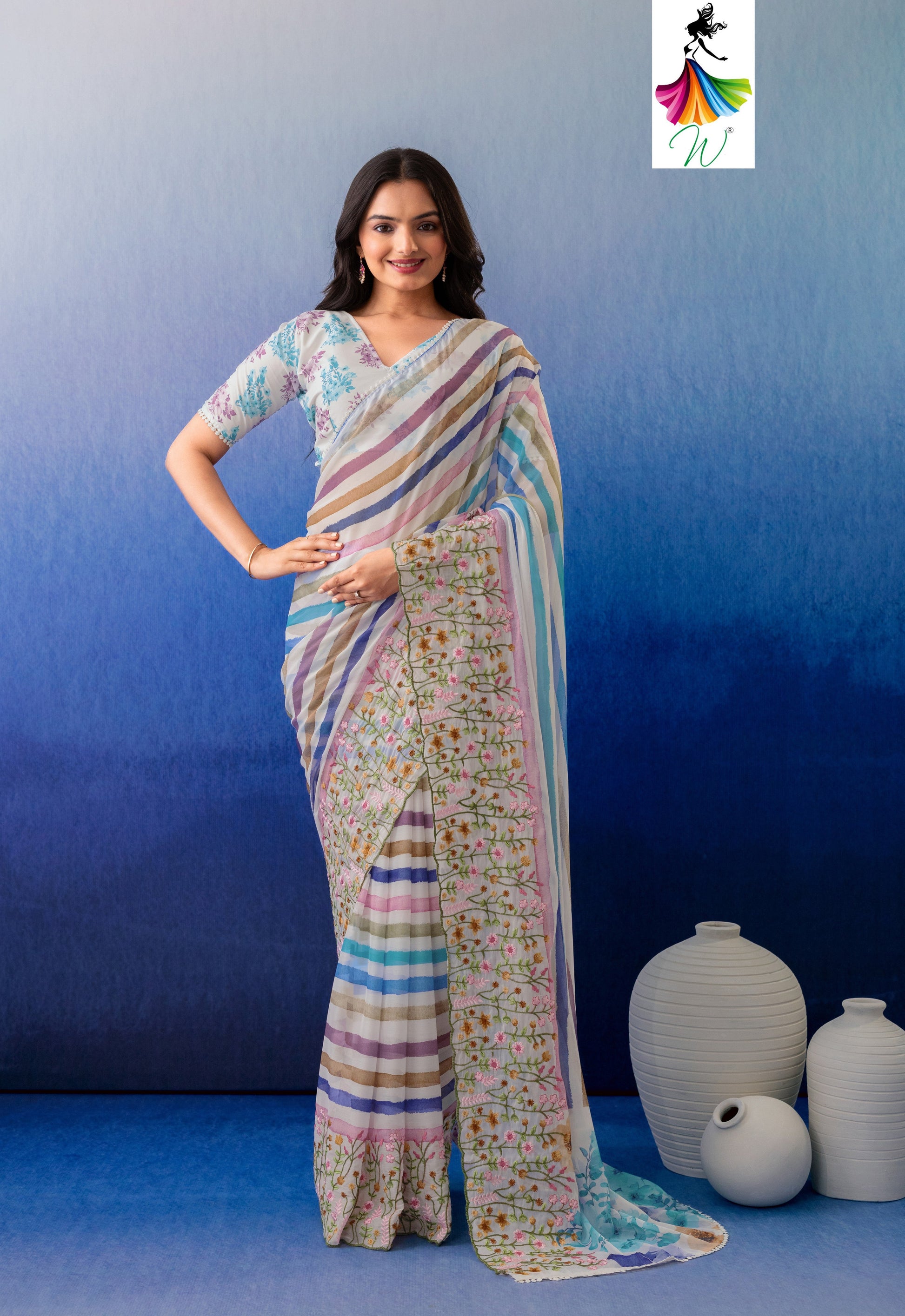 Febia Chiffon Digital Printed Saree - Womantra Styles Pvt Ltd