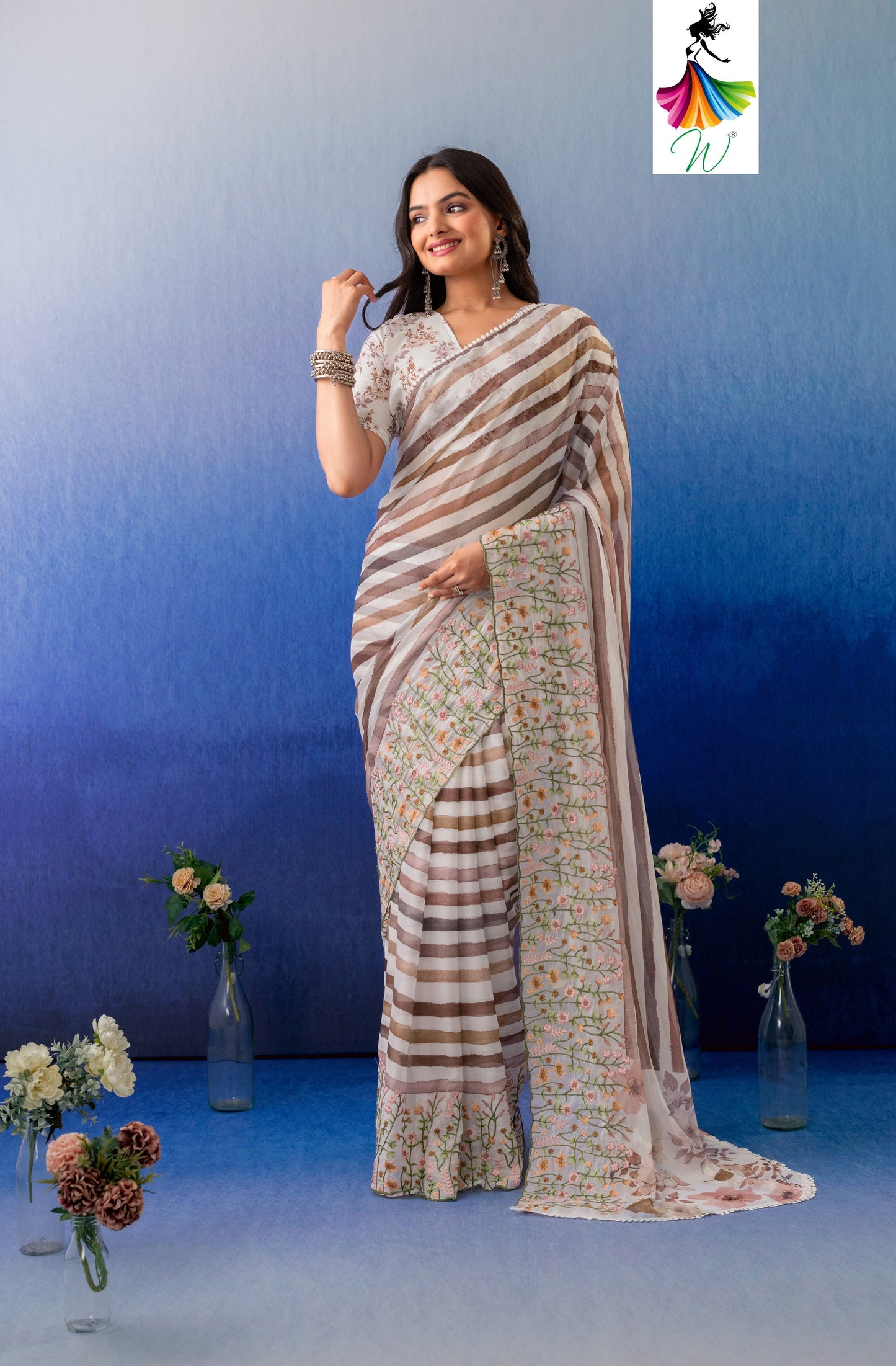 Febia Chiffon Digital Printed Saree - Womantra Styles Pvt Ltd