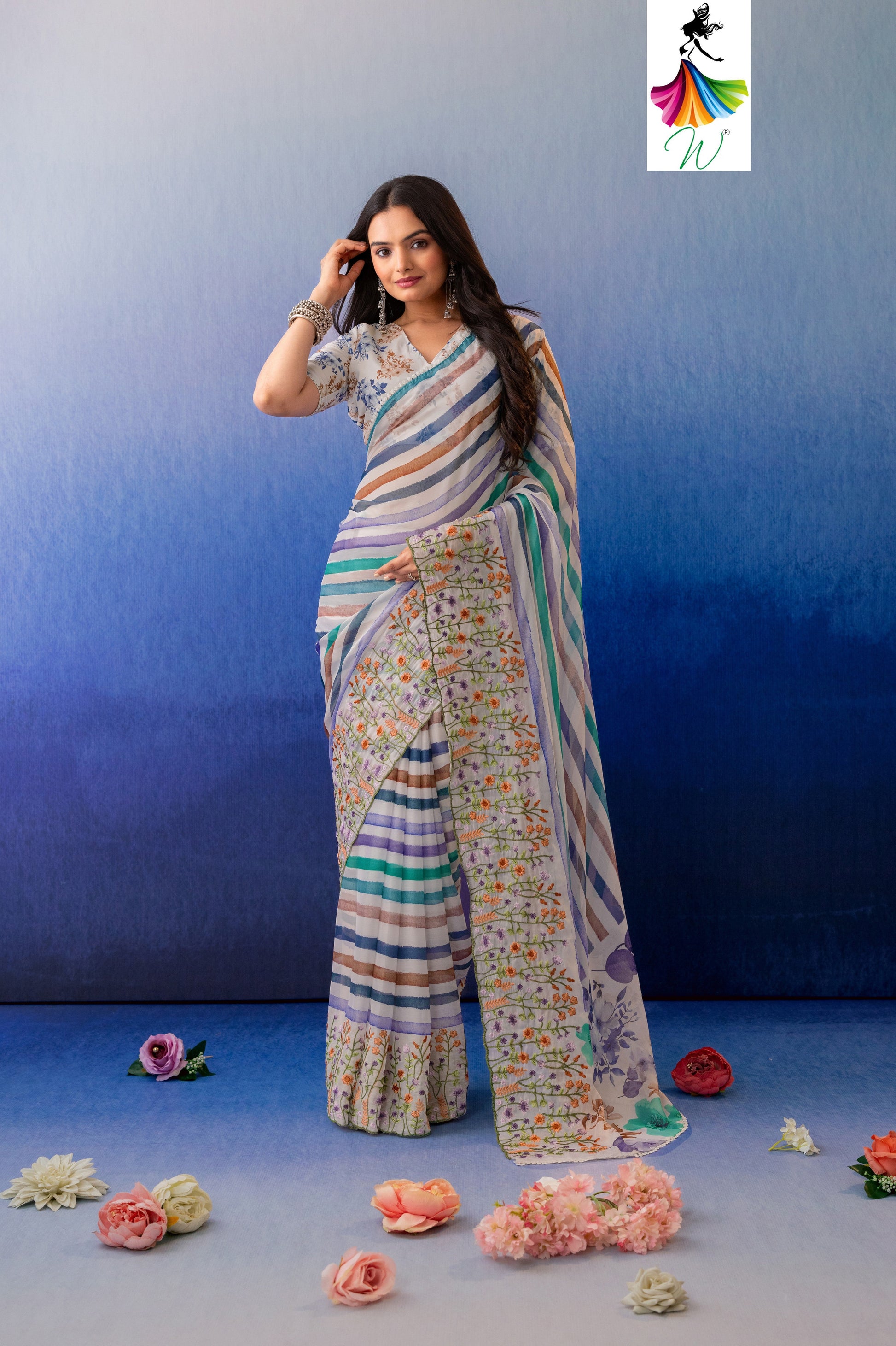 Febia Chiffon Digital Printed Saree - Womantra Styles Pvt Ltd