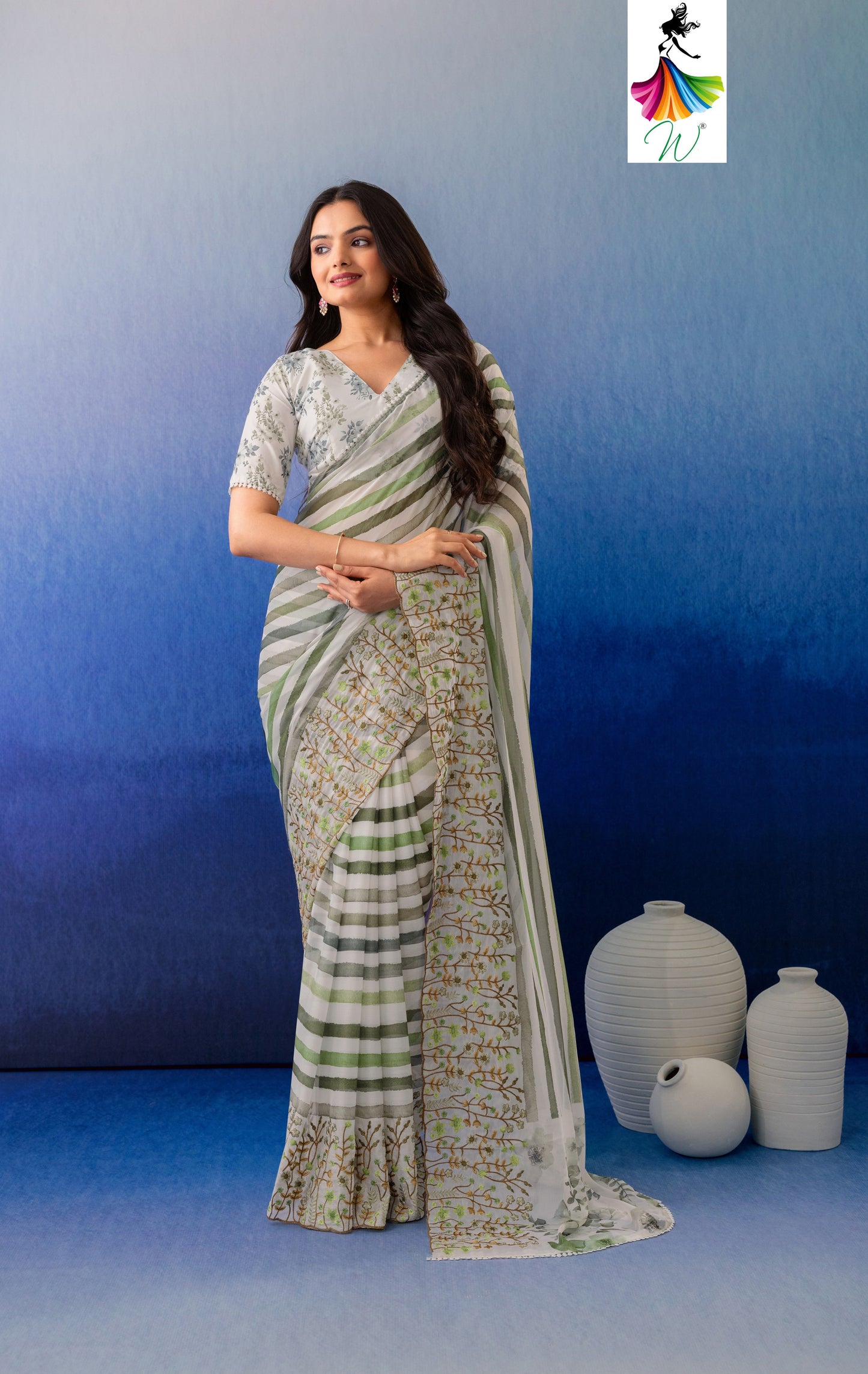 Febia Chiffon Digital Printed Saree - Womantra Styles Pvt Ltd