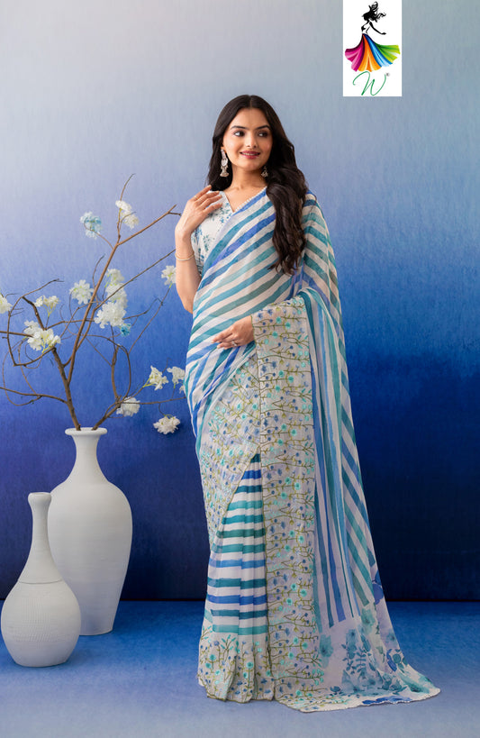 Febia Chiffon Digital Printed Saree - Womantra Styles Pvt Ltd