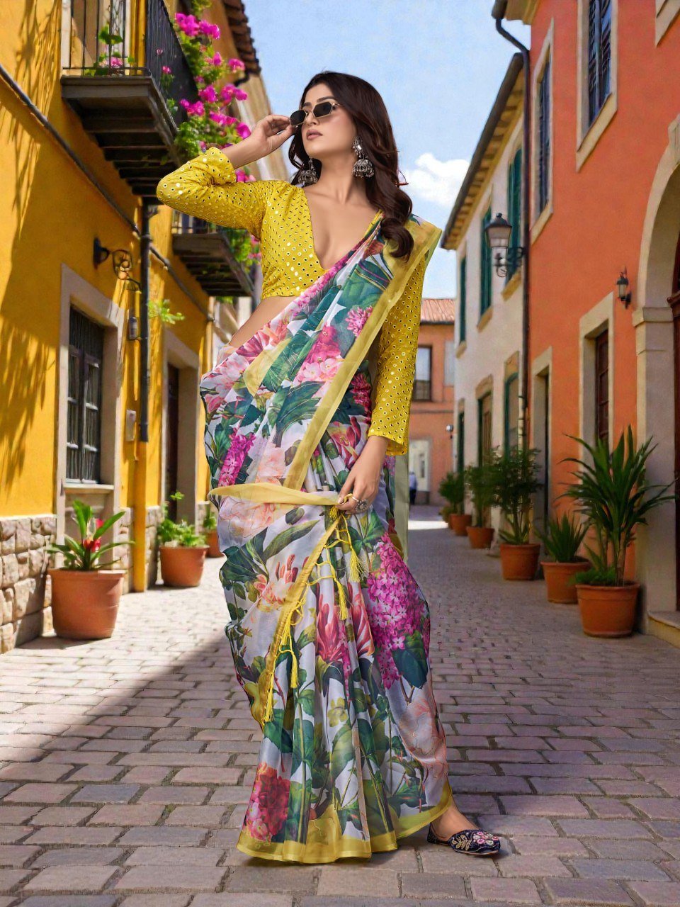 La Sofia Organza Saree - Womantra Styles Pvt Ltd