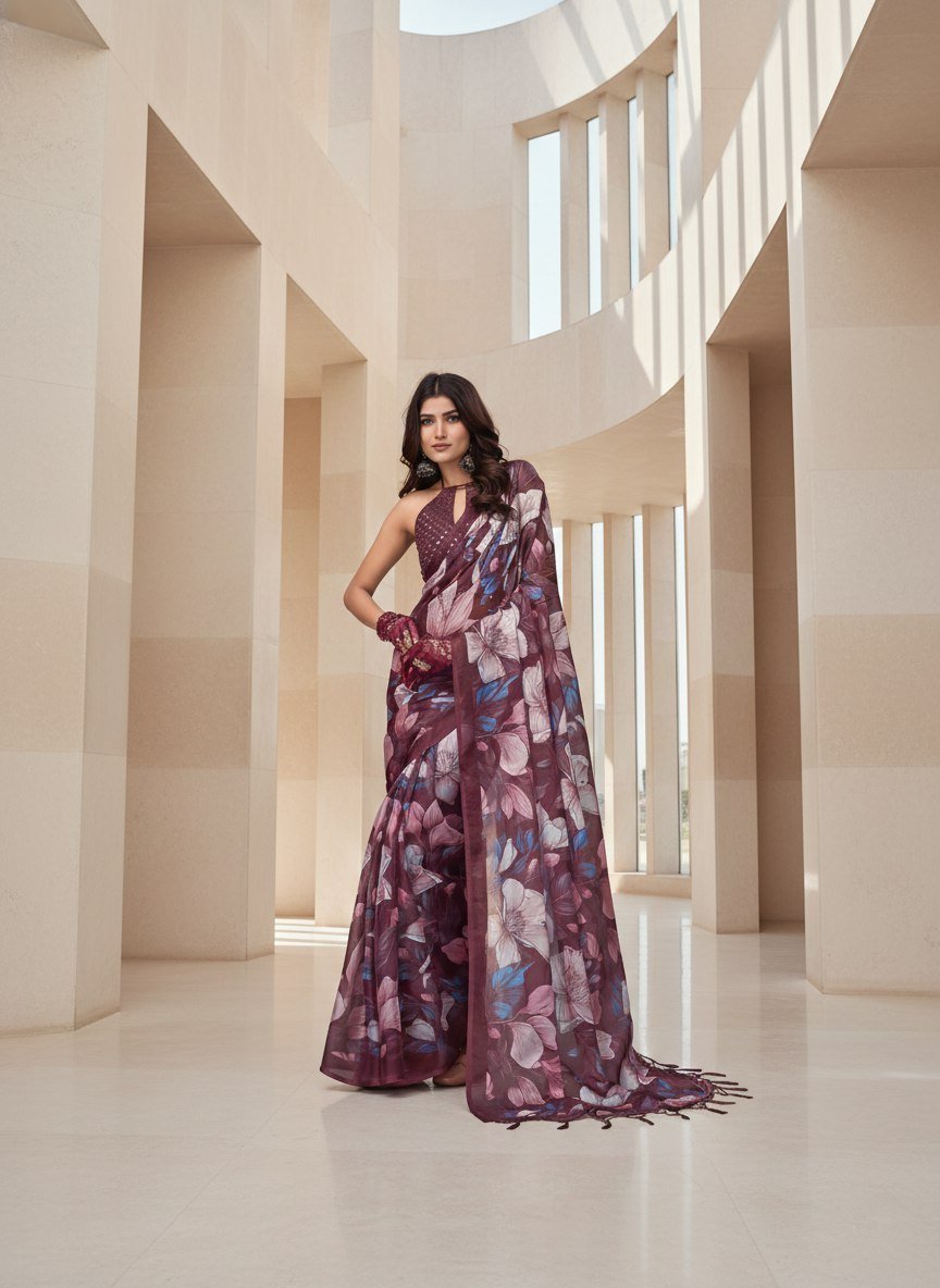 La Sofia Organza Saree - Womantra Styles Pvt Ltd