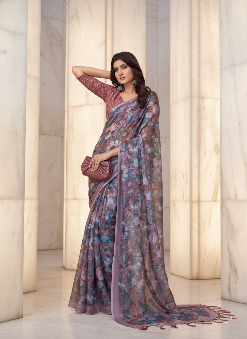 La Sofia Organza Saree - Womantra Styles Pvt Ltd