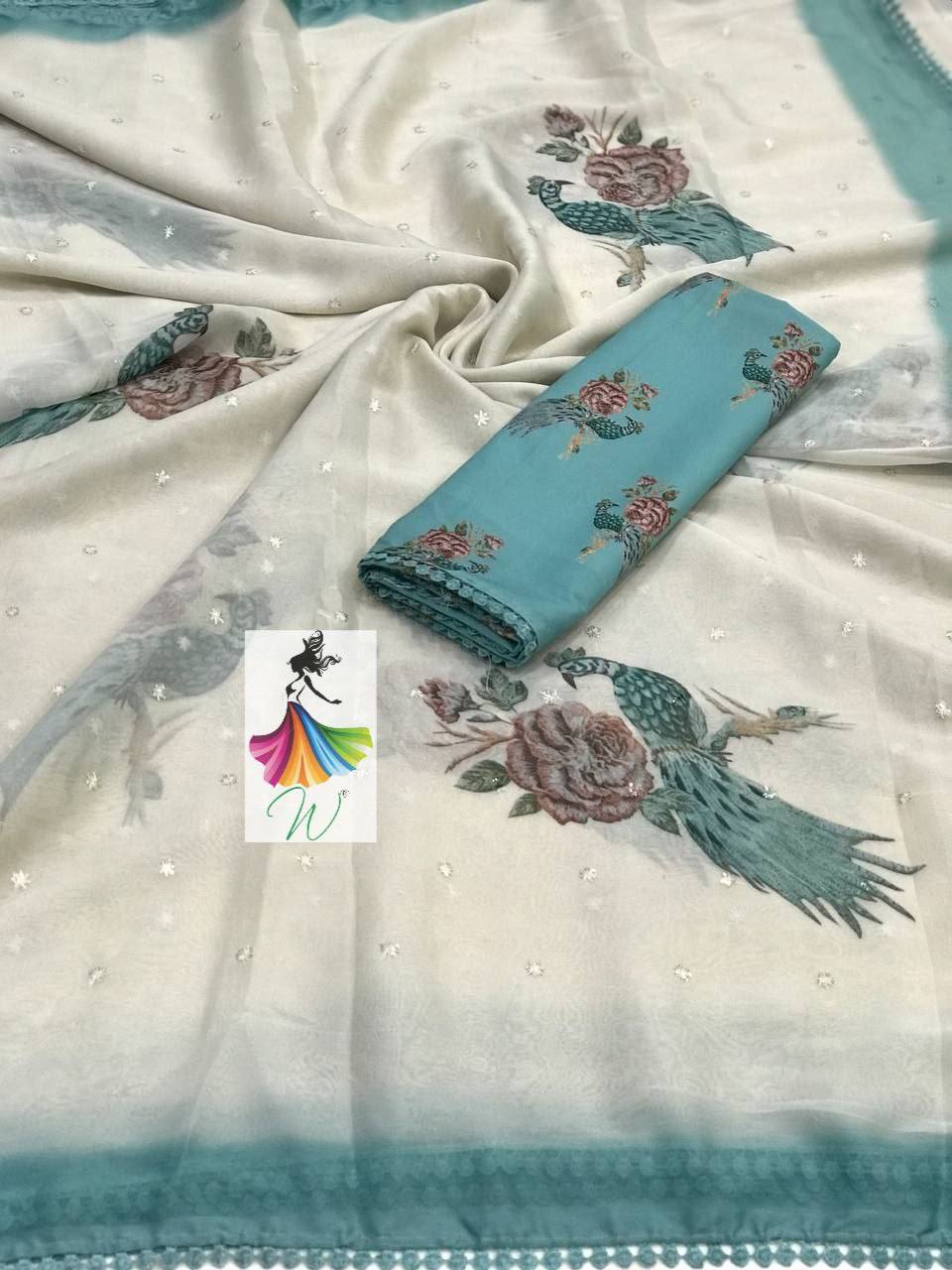 Rizz Chiffon Digital Printed Saree - Womantra Styles Pvt Ltd