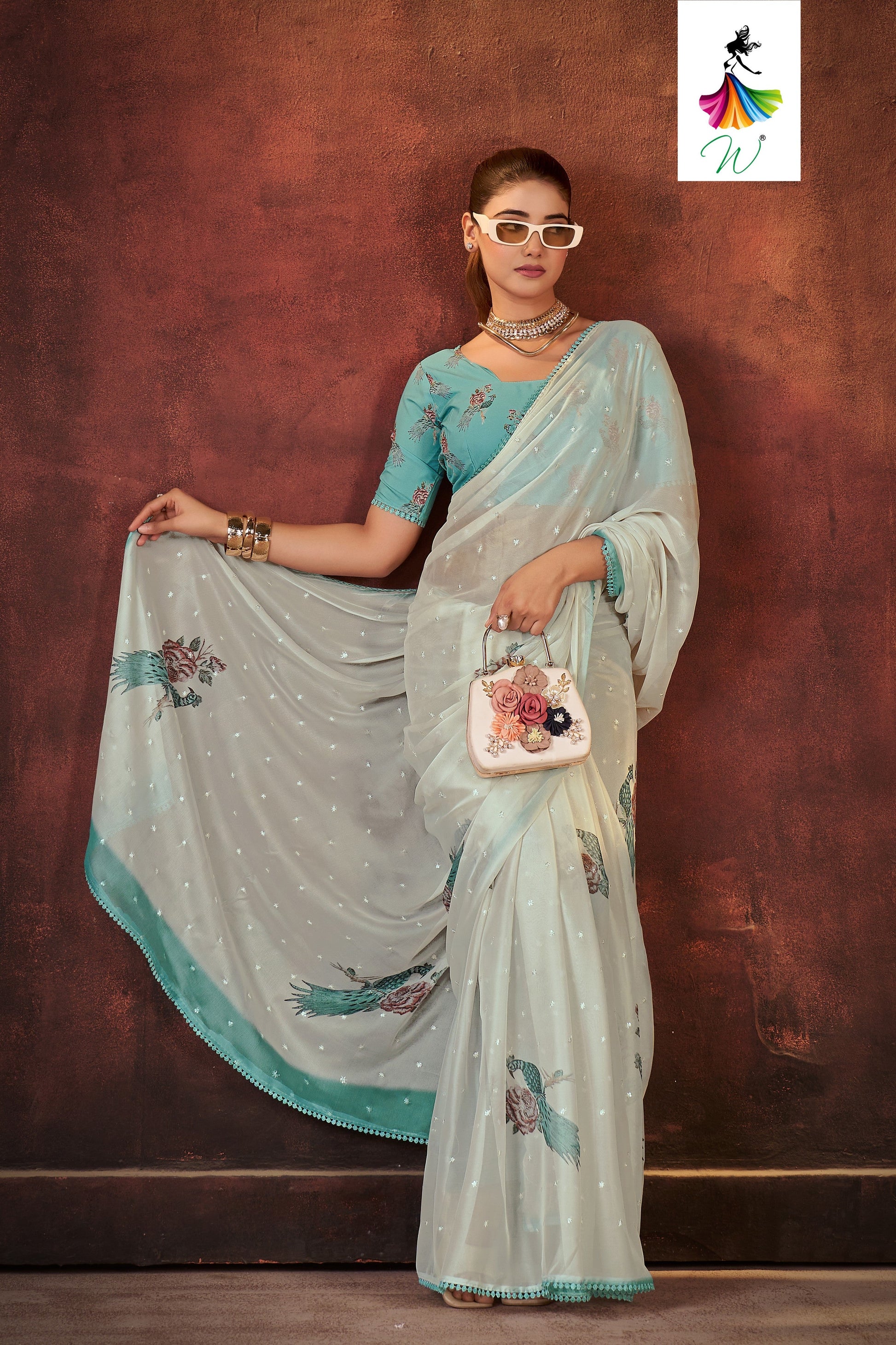 Rizz Chiffon Digital Printed Saree - Womantra Styles Pvt Ltd