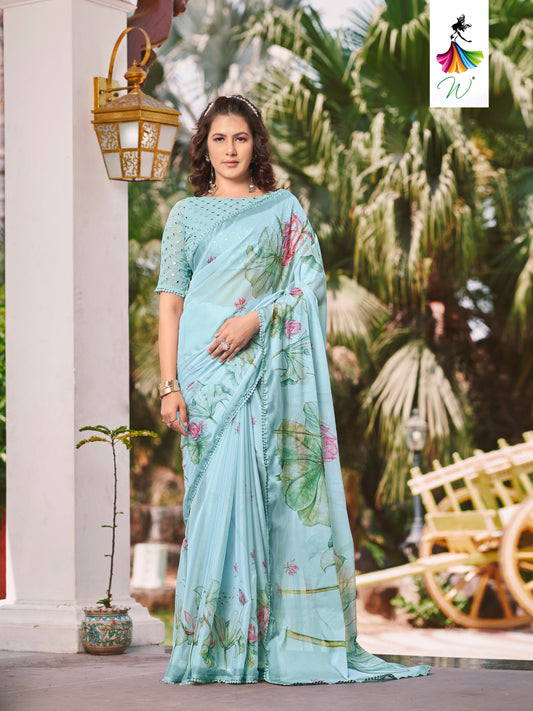 Sharon, Chiffon Floral Print Sari - Womantra