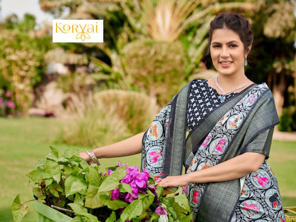 Vantara Digital Animal Prints Sari - Womantra